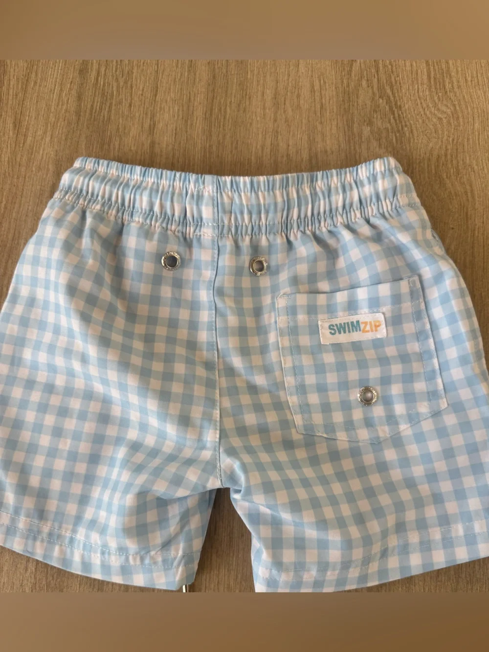 SwimZip Boys 2T UPF 50+ Gingham Swim Trunks Bundle Blue White Quick Dry Pool